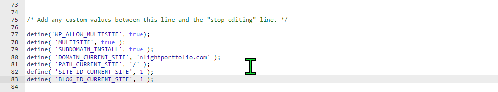 In your WP_config.php file you will add the first line of code for the allowing the multisite. 